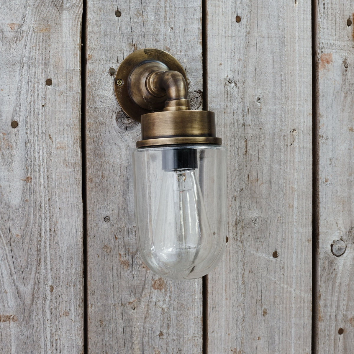 Ngari IP44 Outdoor Wall Light in Antique Brass