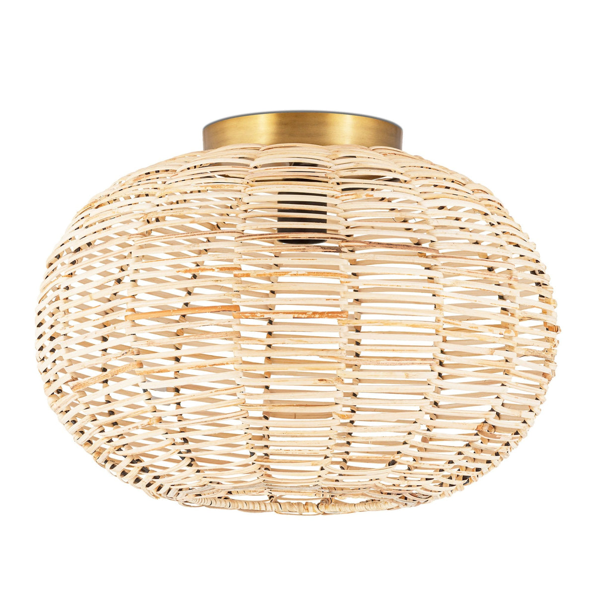 Noko Rattan & Antique Brass Semi Flush Ceiling Light