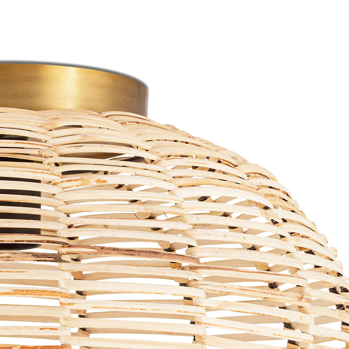 Noko Rattan & Antique Brass Semi Flush Ceiling Light