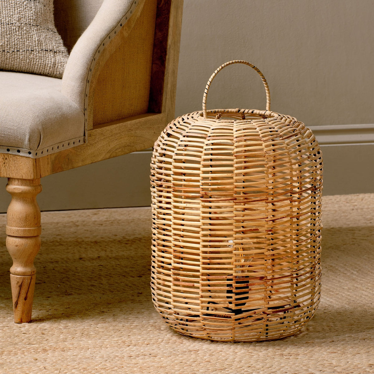 Noko Small Natural Rattan Table or Floor Lamp
