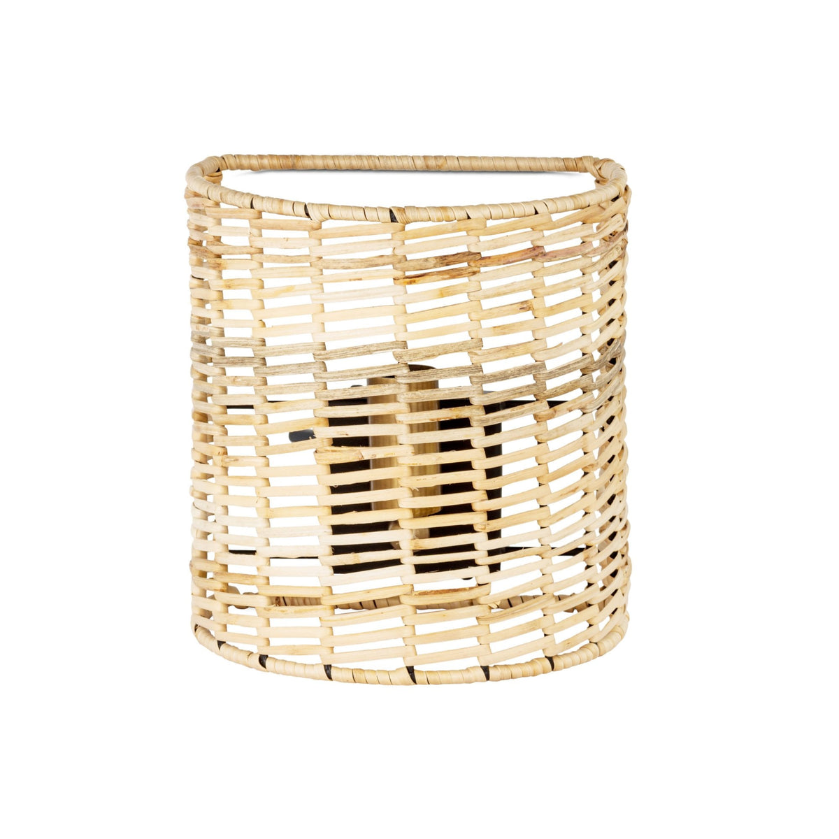 Noko Small Natural Rattan Wall Light with Antique Brass Detail