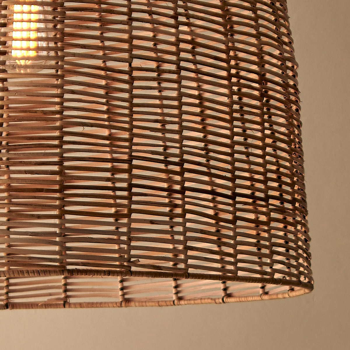 Noko Natural Rattan Large Dome Pendant with Brass & Black Detail