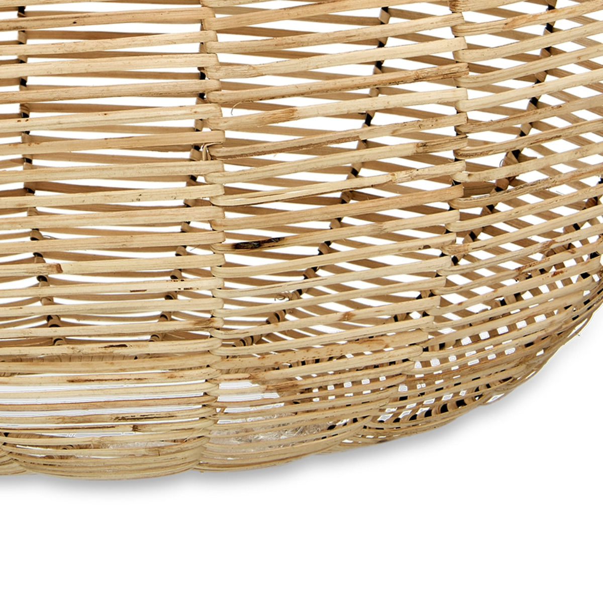 Noko Natural Rattan Large Round Pendant with Brass & Black Detail