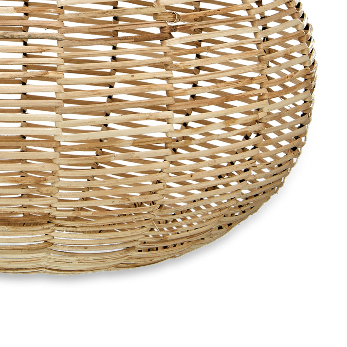 Noko Natural Rattan Small Round Pendant with Brass & Black Detail
