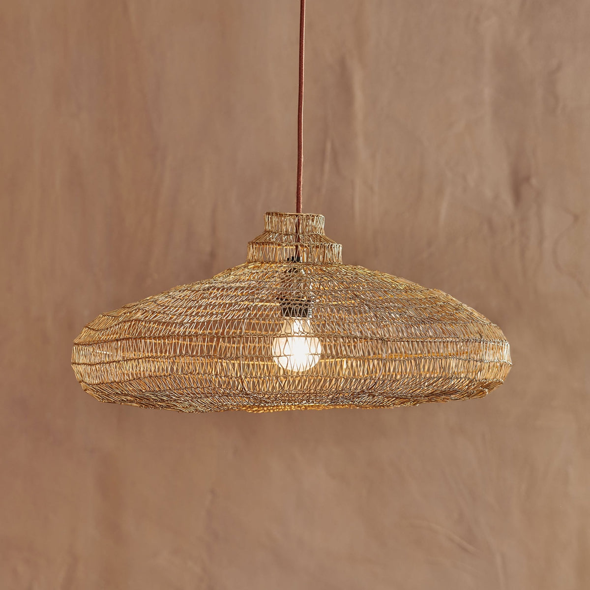 Mukuni Organic Oval Wire Lampshade in Brass