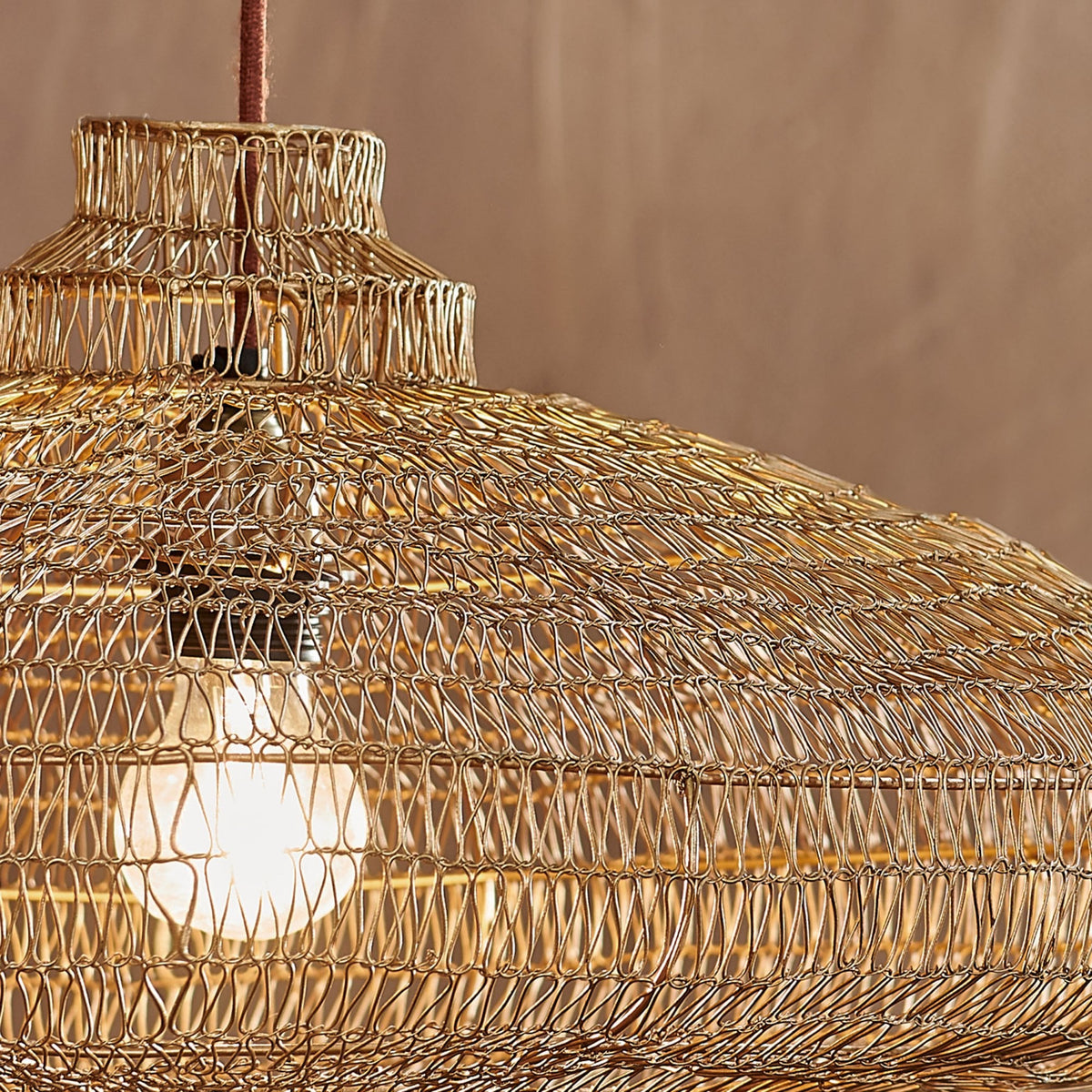 Mukuni Organic Oval Wire Lampshade in Brass