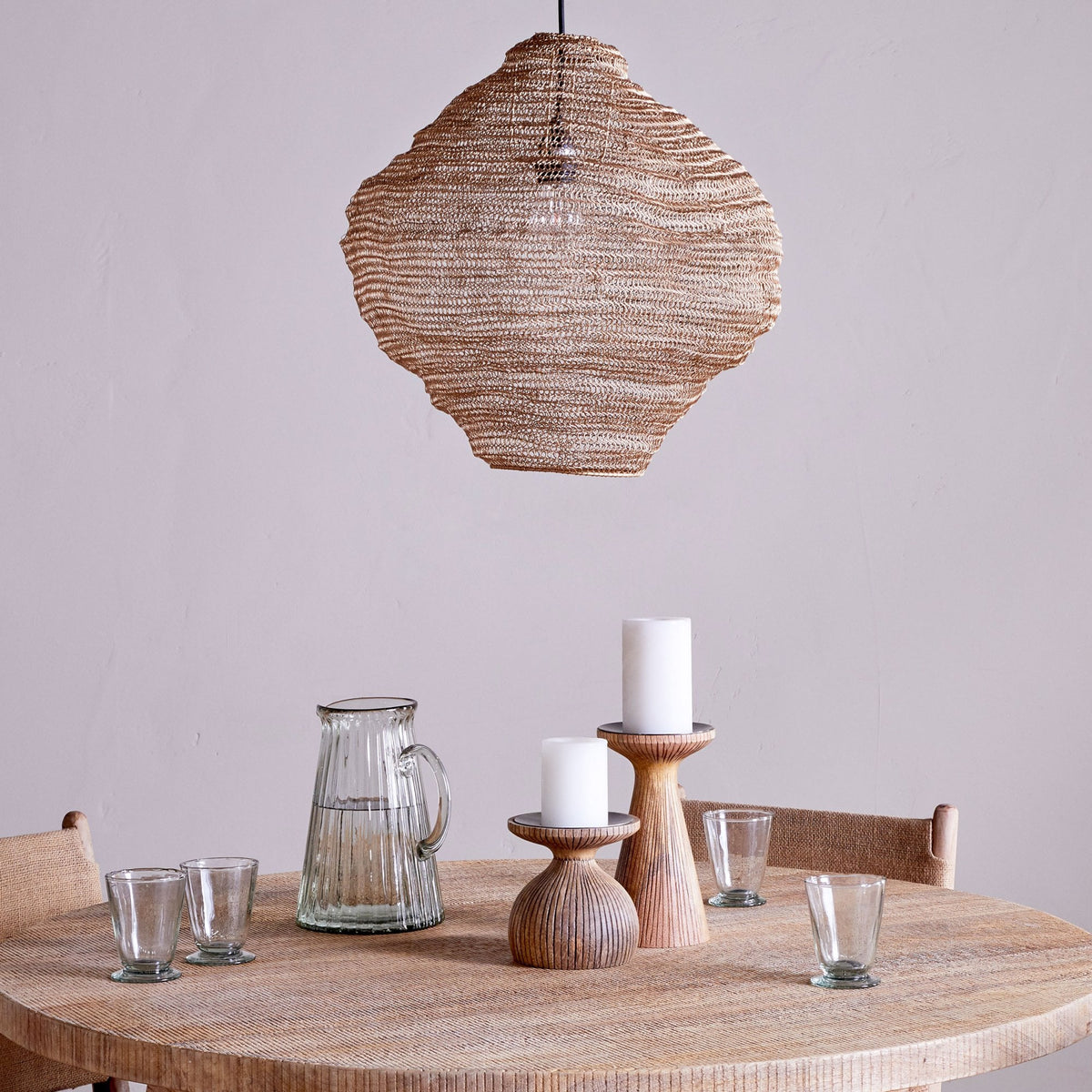 Mukuni Small Organic Shaped Wire Lampshade in Brass