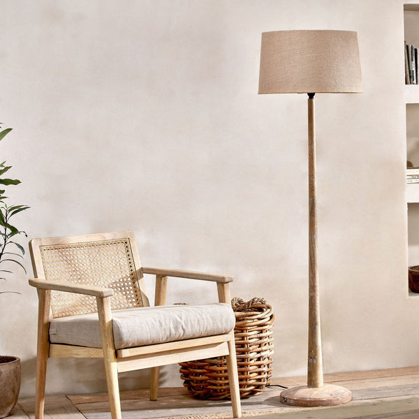 Sahar Mango Wood Floor Lamp Base In Natural Finish