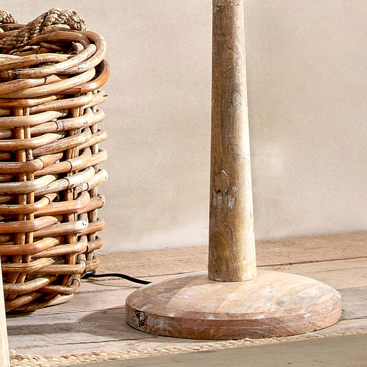 Sahar Mango Wood Floor Lamp Base In Natural Finish