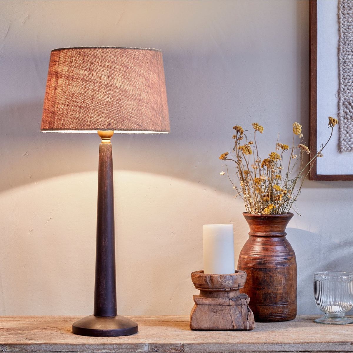 Sahar Mango Wood Table Lamp Base In Dark Stain Finish
