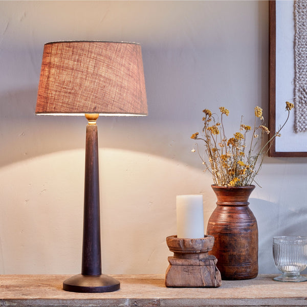 Sahar Mango Wood Table Lamp Base In Dark Stain Finish
