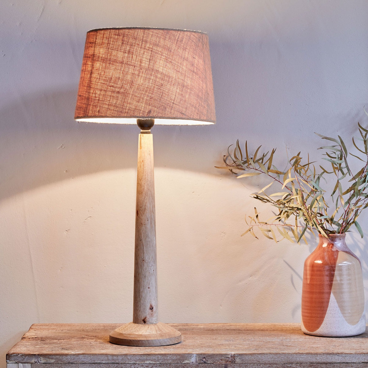 Sahar Mango Wood Table Lamp Base In Natural Finish