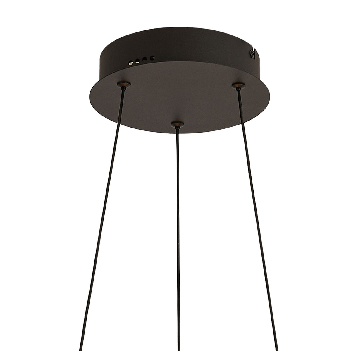 Aylmerton 40cm Round 36w LED Pendant with Remote Control Finished in Faux Black Leather & Brushed Gold