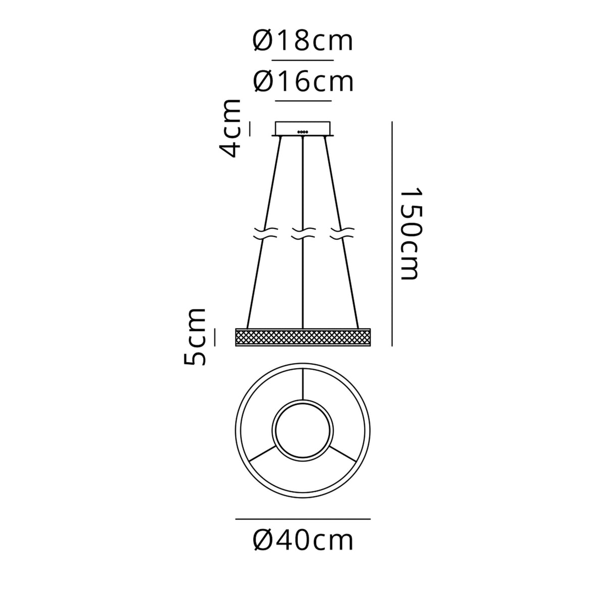 Aylmerton 40cm Round 36w LED Pendant with Remote Control Finished in Faux Black Leather & Brushed Gold