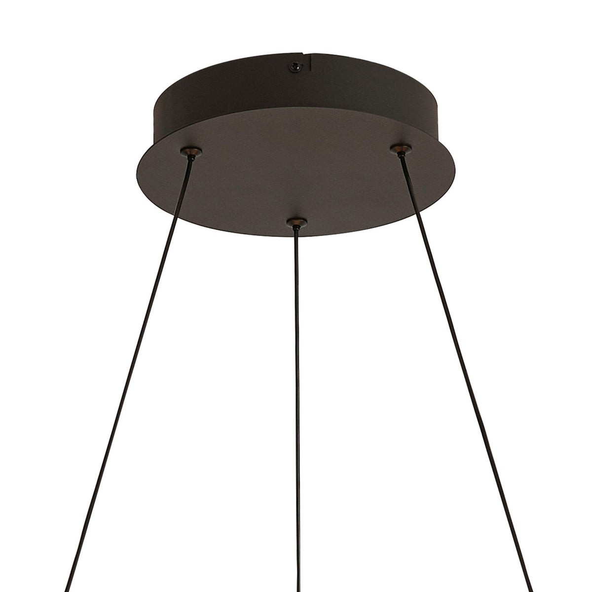 Aylmerton 60cm Round 45w LED Pendant with Remote Control Finished in Faux Black Leather & Brushed Gold
