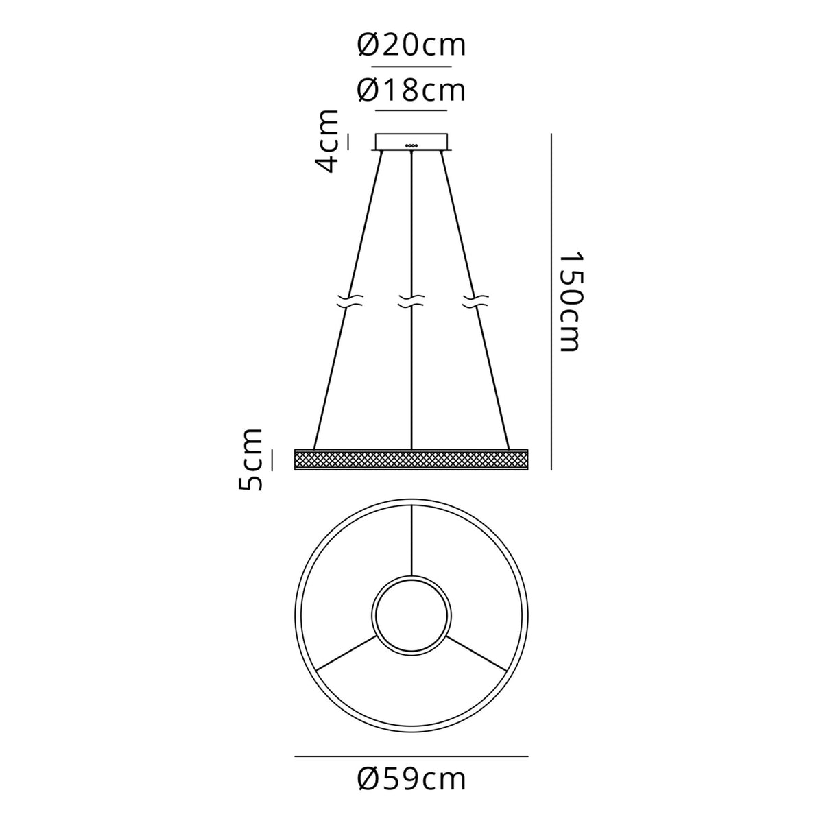 Aylmerton 60cm Round 45w LED Pendant with Remote Control Finished in Faux Black Leather & Brushed Gold
