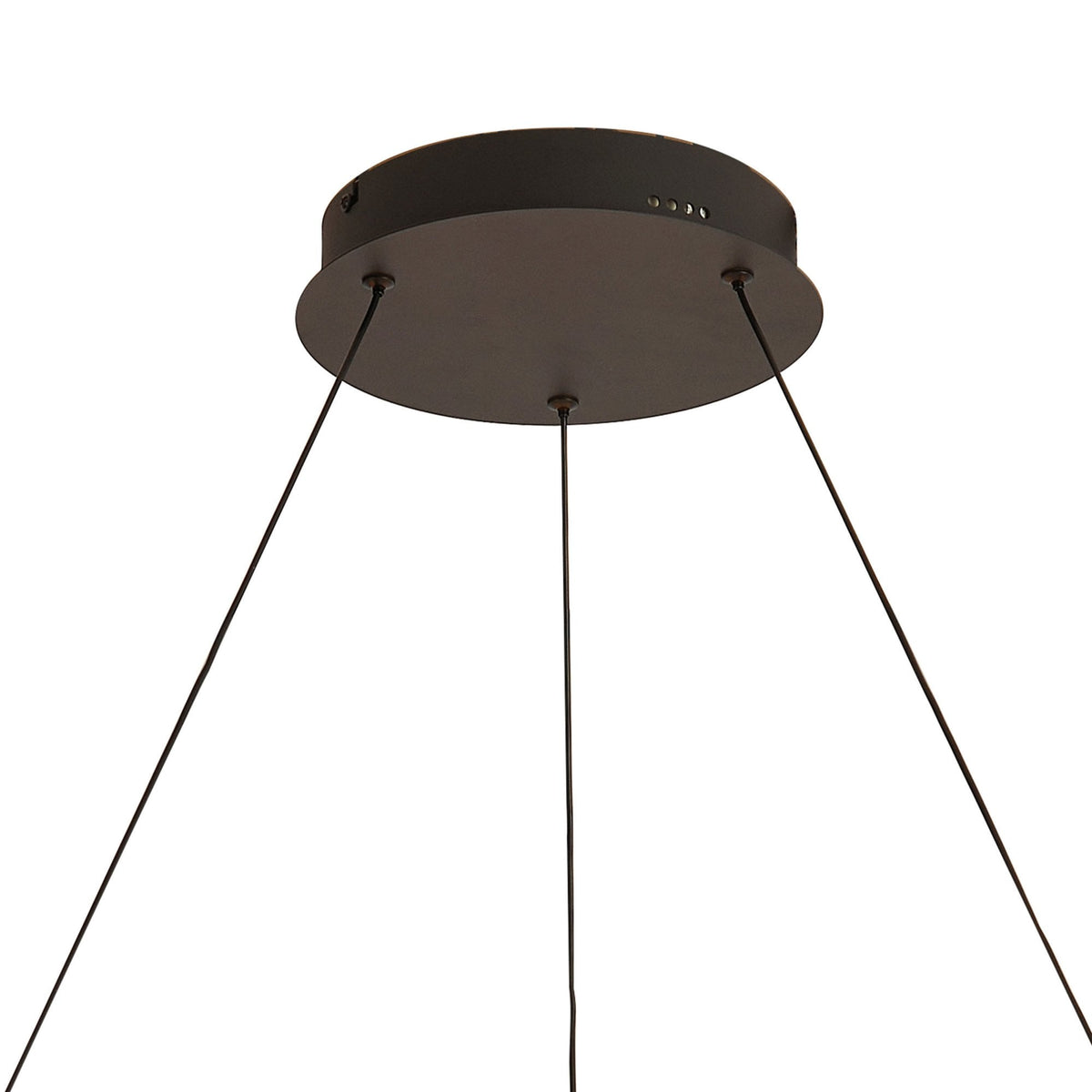Aylmerton 80cm Round 70w LED Pendant with Remote Control Finished in Faux Black Leather & Brushed Gold