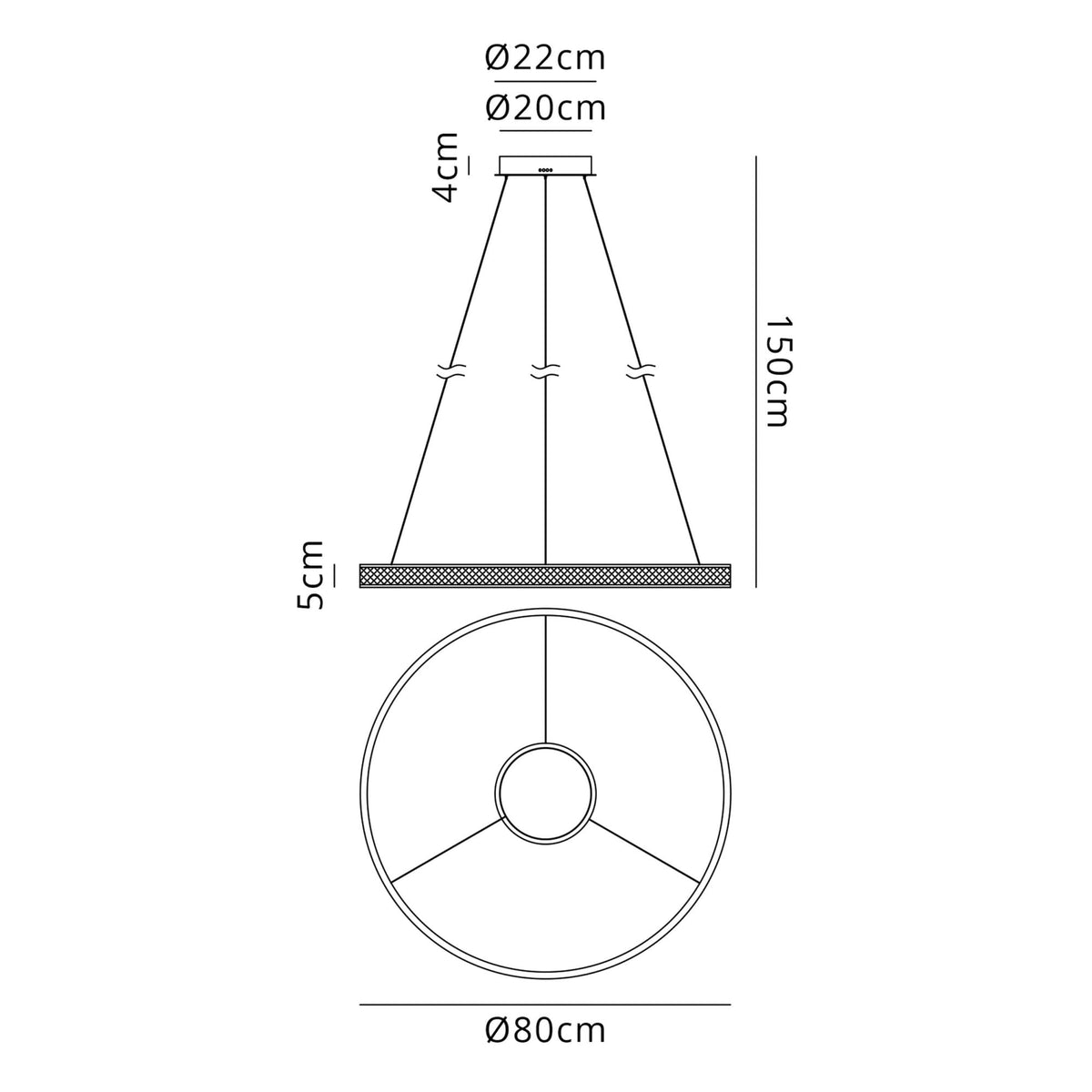 Aylmerton 80cm Round 70w LED Pendant with Remote Control Finished in Faux Black Leather & Brushed Gold