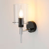 Kidwelly IP44 Wall Light in Black & Chrome with Clear Glass Shade