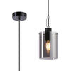 Kidwelly IP44 Single Drop Pendant in Black & Chrome with Smoked Glass Shade
