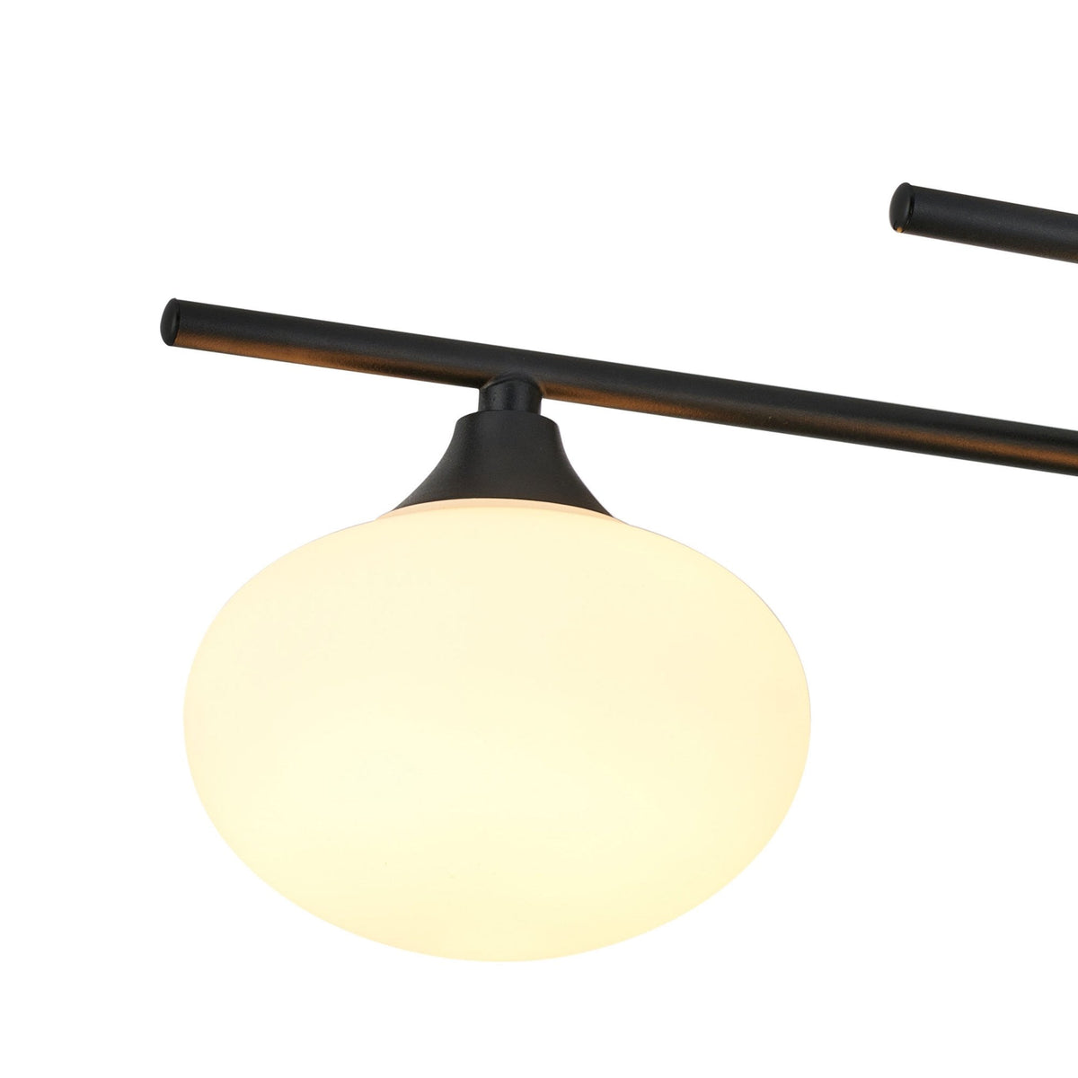 Montrose IP44 Triple Lamp Flush Ceiling Light in Satin Black with Opal Glass Shades