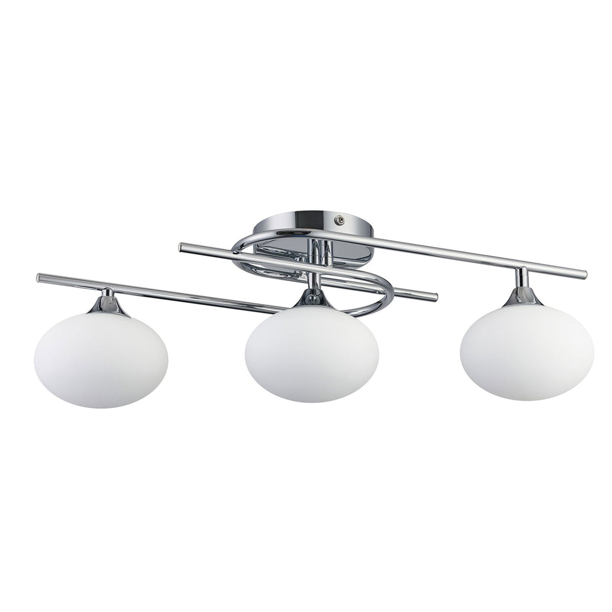 Montrose IP44 Triple Lamp Flush Ceiling Light in Chrome with Opal Glass Shades