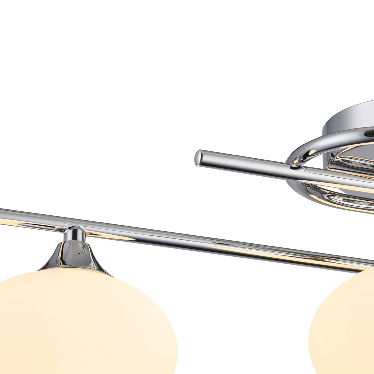 Montrose IP44 Triple Lamp Flush Ceiling Light in Chrome with Opal Glass Shades