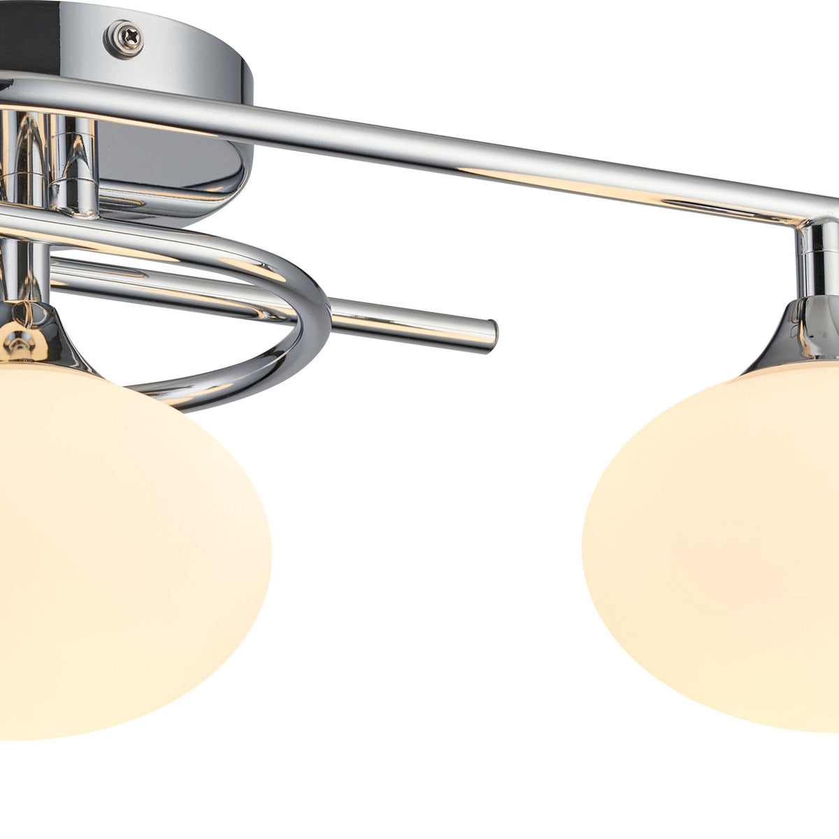 Montrose IP44 Triple Lamp Flush Ceiling Light in Chrome with Opal Glass Shades