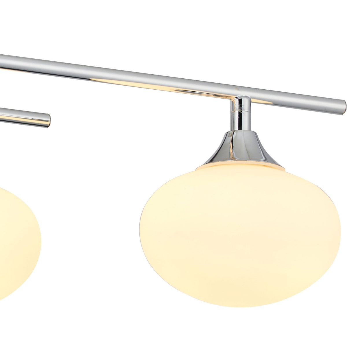 Montrose IP44 Six Lamp Flush Ceiling Light in Chrome with Opal Glass Shades