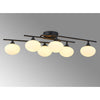 Montrose IP44 Six Lamp Flush Ceiling Light in Satin Black with Opal Glass Shades