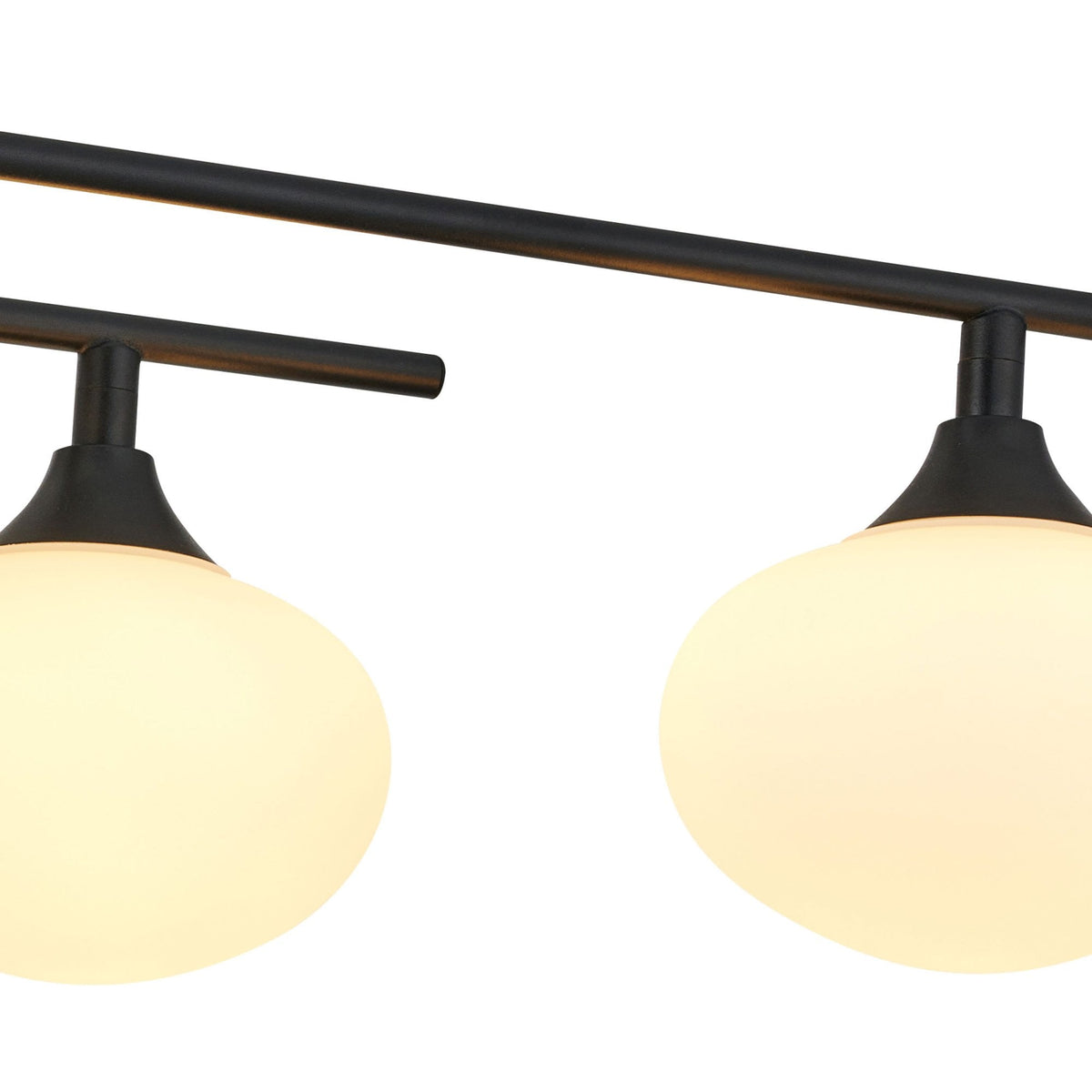 Montrose IP44 Six Lamp Flush Ceiling Light in Satin Black with Opal Glass Shades
