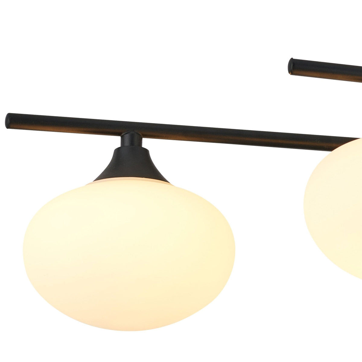 Montrose IP44 Six Lamp Flush Ceiling Light in Satin Black with Opal Glass Shades