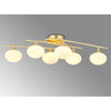 Montrose IP44 Six Lamp Flush Ceiling Light in Satin Brass with Opal Glass Shades