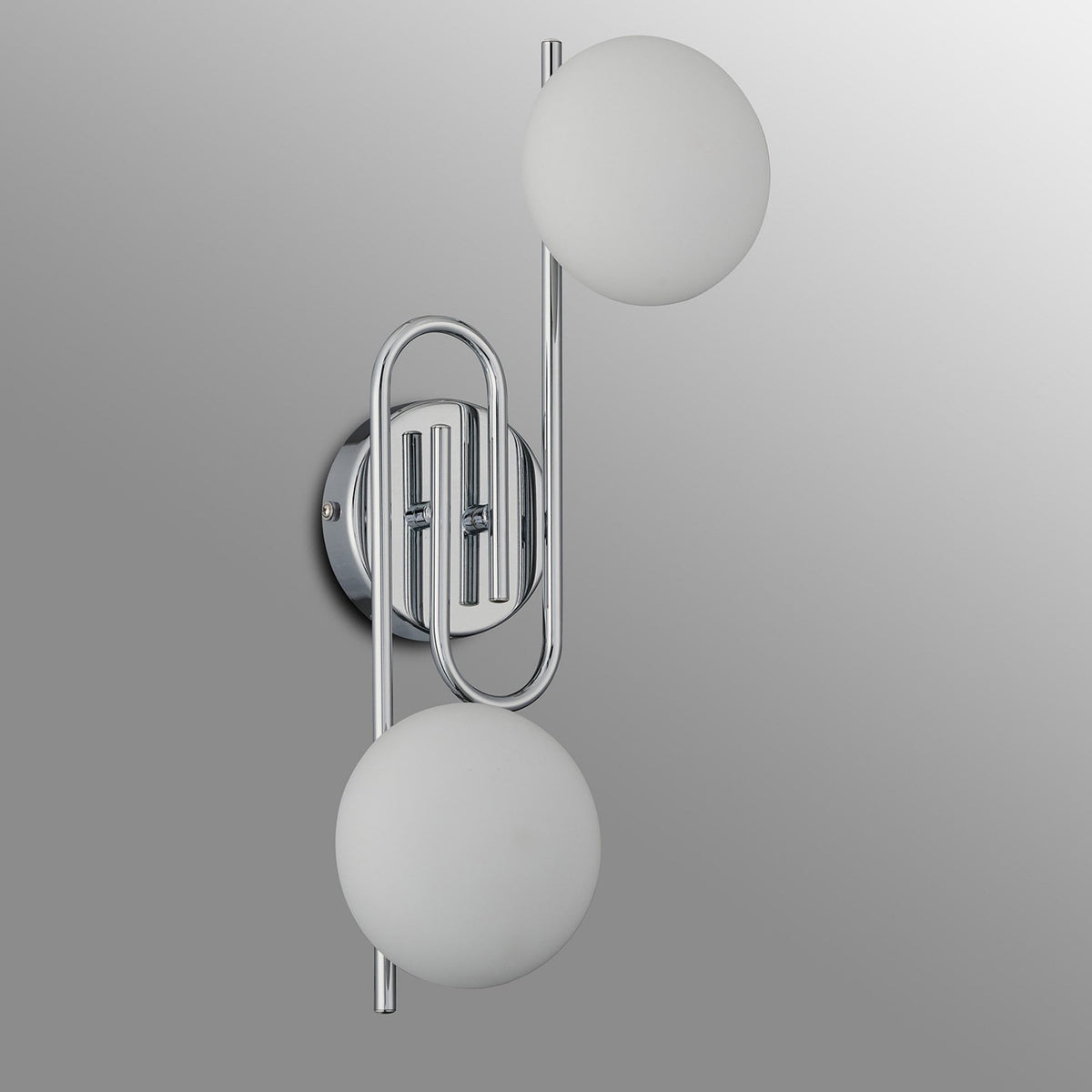 Montrose IP44 Twin Lamp Wall Light in Chrome with Opal Glass Shades