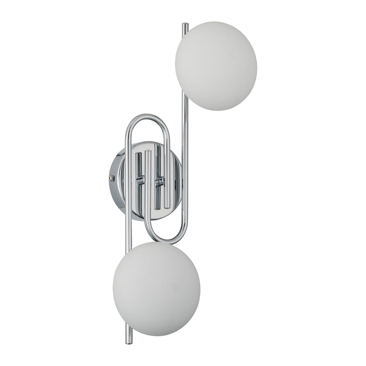 Montrose IP44 Twin Lamp Wall Light in Chrome with Opal Glass Shades