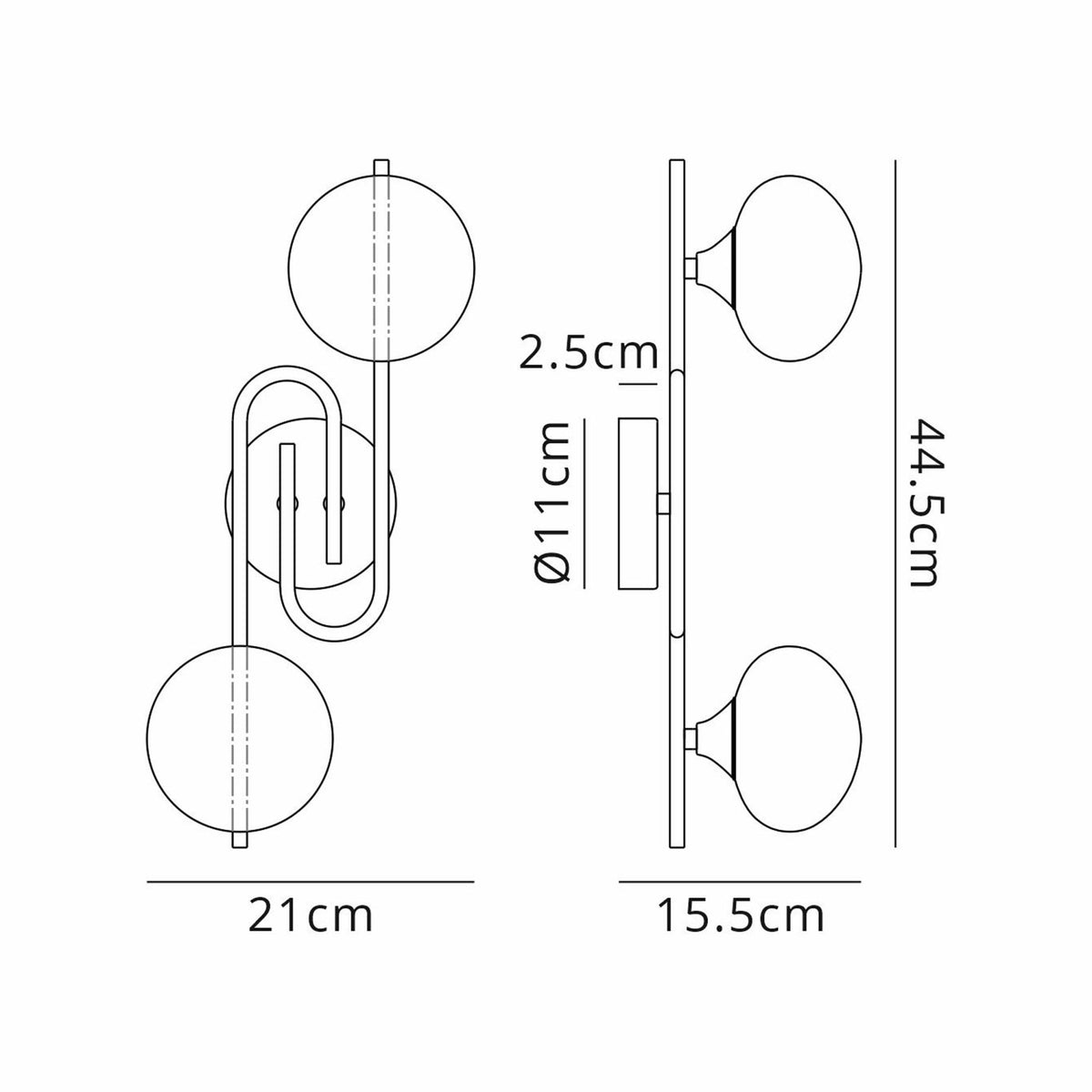 Montrose IP44 Twin Lamp Wall Light in Satin Brass with Opal Glass Shades