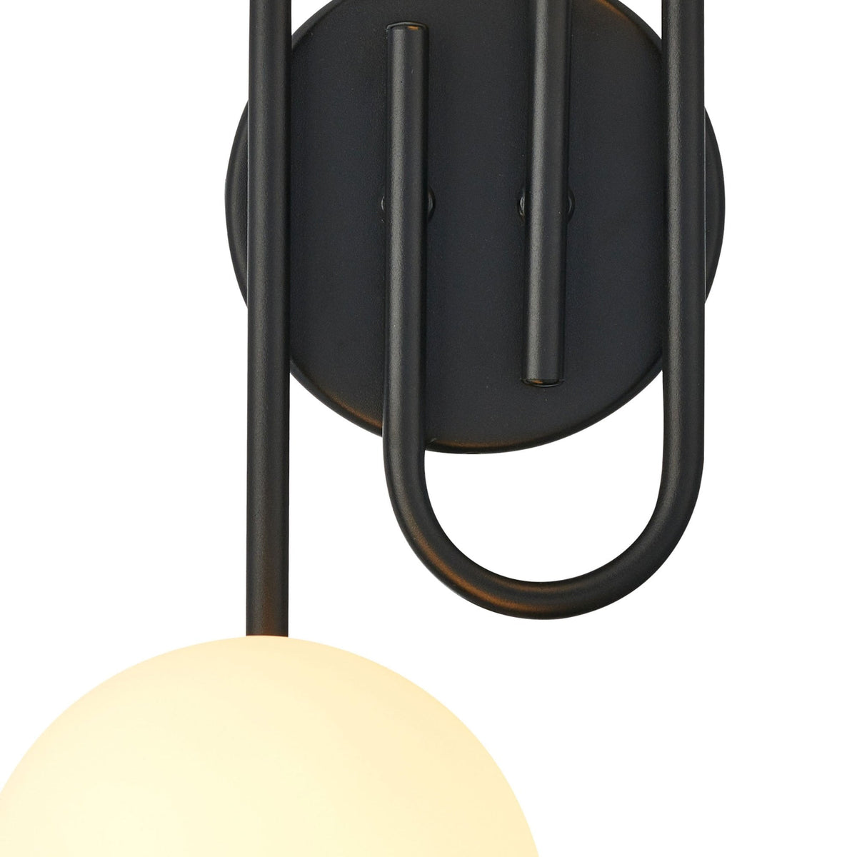 Montrose IP44 Twin Lamp Wall Light in Satin Black with Opal Glass Shades