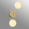 Montrose IP44 Twin Lamp Wall Light in Satin Brass with Opal Glass Shades