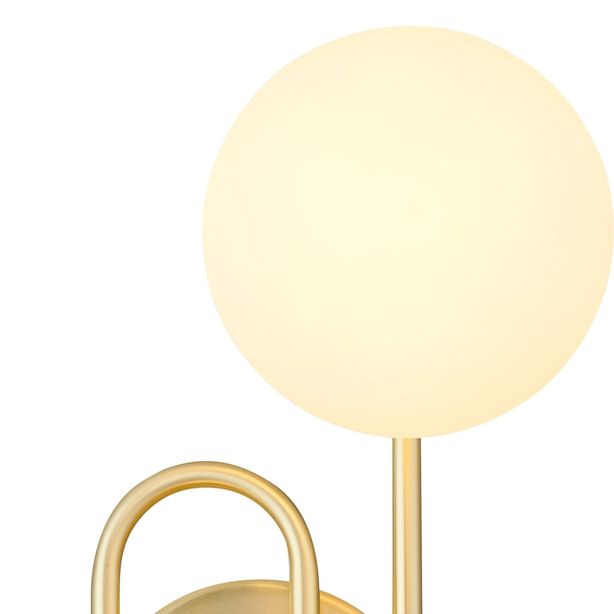 Montrose IP44 Twin Lamp Wall Light in Satin Brass with Opal Glass Shades