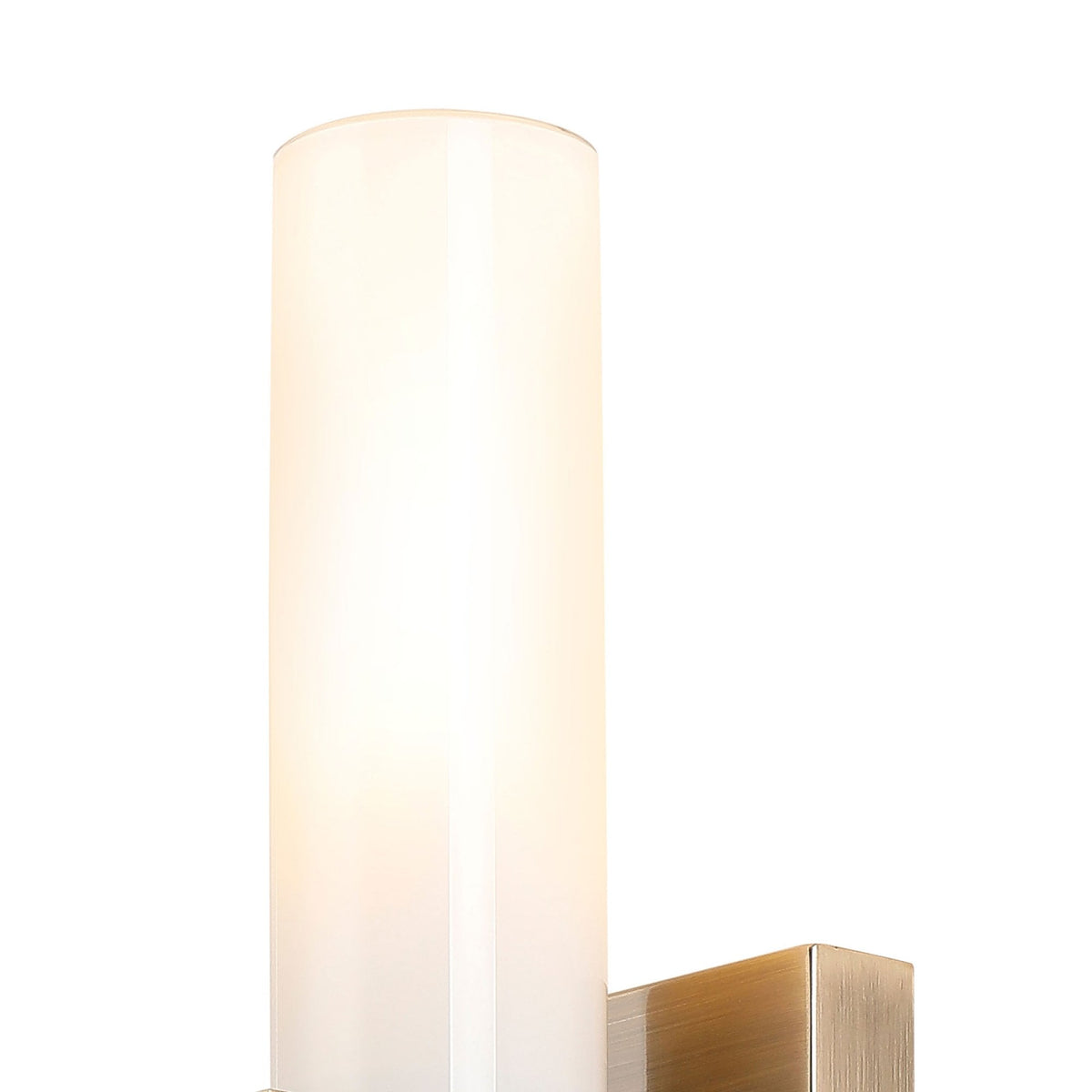Rosyth Pull Cord Switched IP44 Single Wall Light in Antique Brass with Opal Glass Diffuser