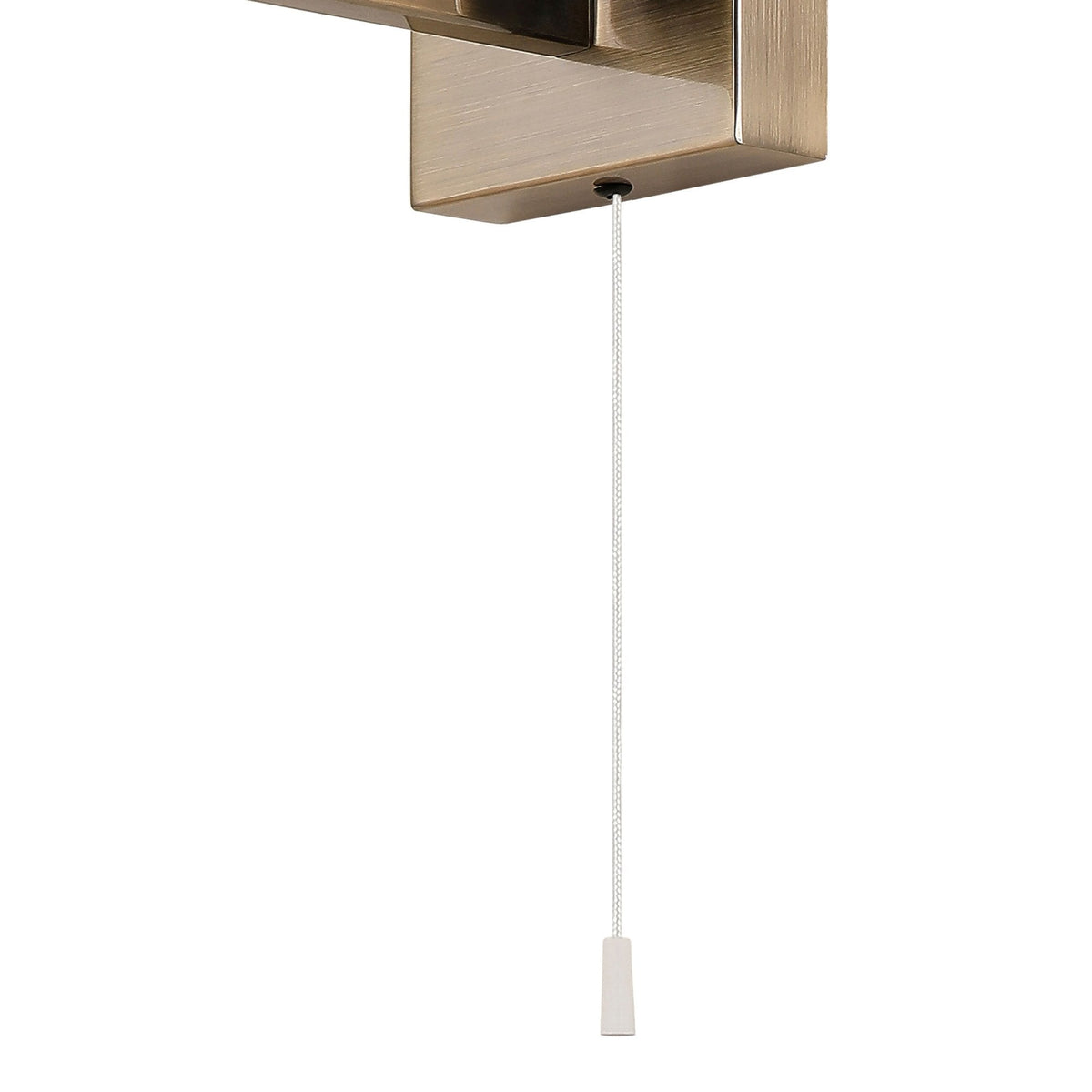 Rosyth Pull Cord Switched IP44 Single Wall Light in Antique Brass with Opal Glass Diffuser