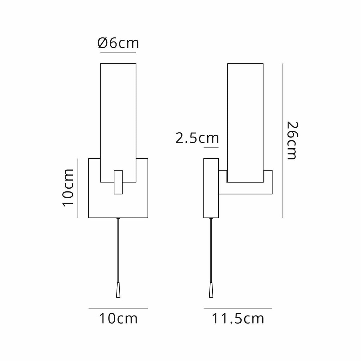 Rosyth Pull Cord Switched IP44 Single Wall Light in Bronze with Opal Glass Diffuser