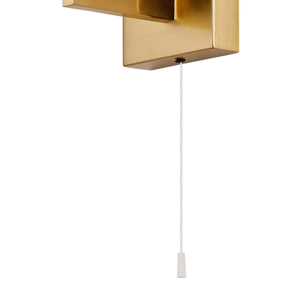 Rosyth Pull Cord Switched IP44 Single Wall Light in Brass Gold with Opal Glass Diffuser