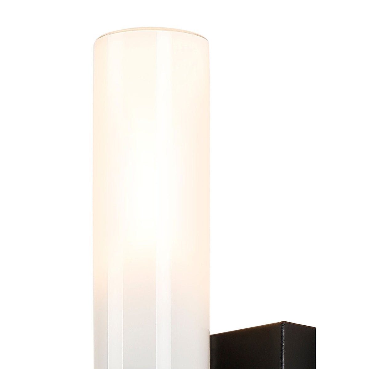 Rosyth Pull Cord Switched IP44 Single Wall Light in Satin Black with Opal Glass Diffuser