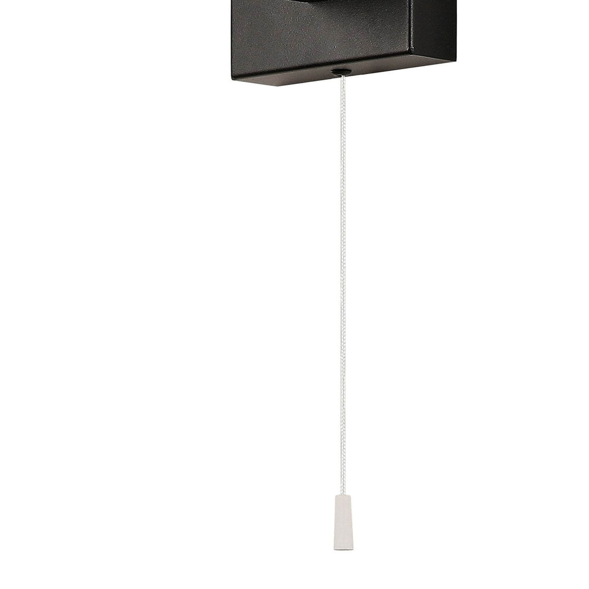 Rosyth Pull Cord Switched IP44 Single Wall Light in Satin Black with Opal Glass Diffuser