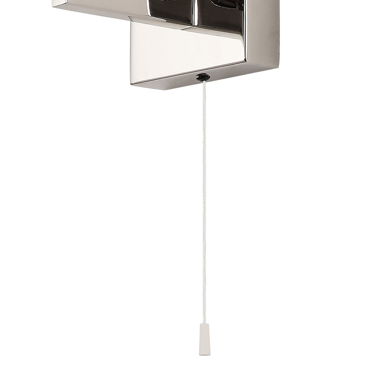 Rosyth Pull Cord Switched IP44 Single Wall Light in Polished Nickel with Opal Glass Diffuser