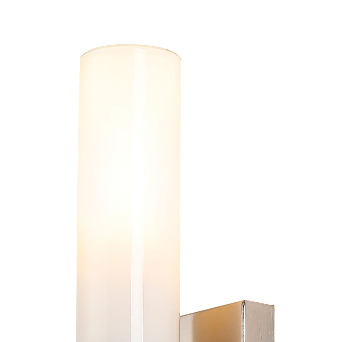 Rosyth Pull Cord Switched IP44 Single Wall Light in Satin Nickel with Opal Glass Diffuser