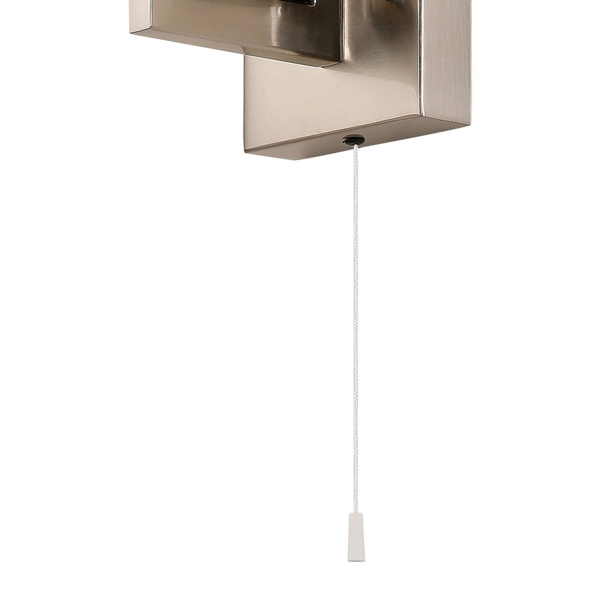Rosyth Pull Cord Switched IP44 Single Wall Light in Satin Nickel with Opal Glass Diffuser