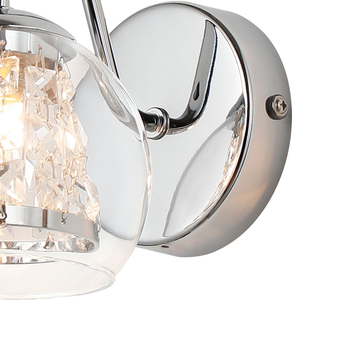 Kineton IP44 Single Wall Light in Chrome with Clear Glass Shade with Inner Clear Crystal Pieces