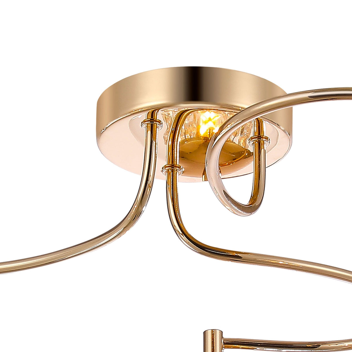 Kineton IP44 Three Lamp Ceiling Light in French Gold with Clear Glass Shades with Inner Clear Crystal Pieces